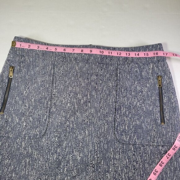 Ann Taylor Women Front Pockets & Back Zip Closure Blue/White Tweed Skirt Size 12 - Picture 5 of 7